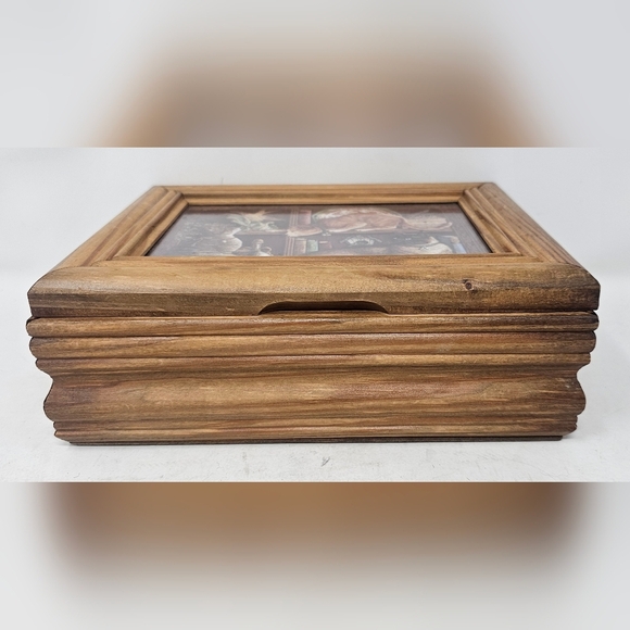 Mischief By Janet Kruskamp Print 3 Cats Handmade Solid Wood Hinged Jewelry Box - Picture 2 of 12